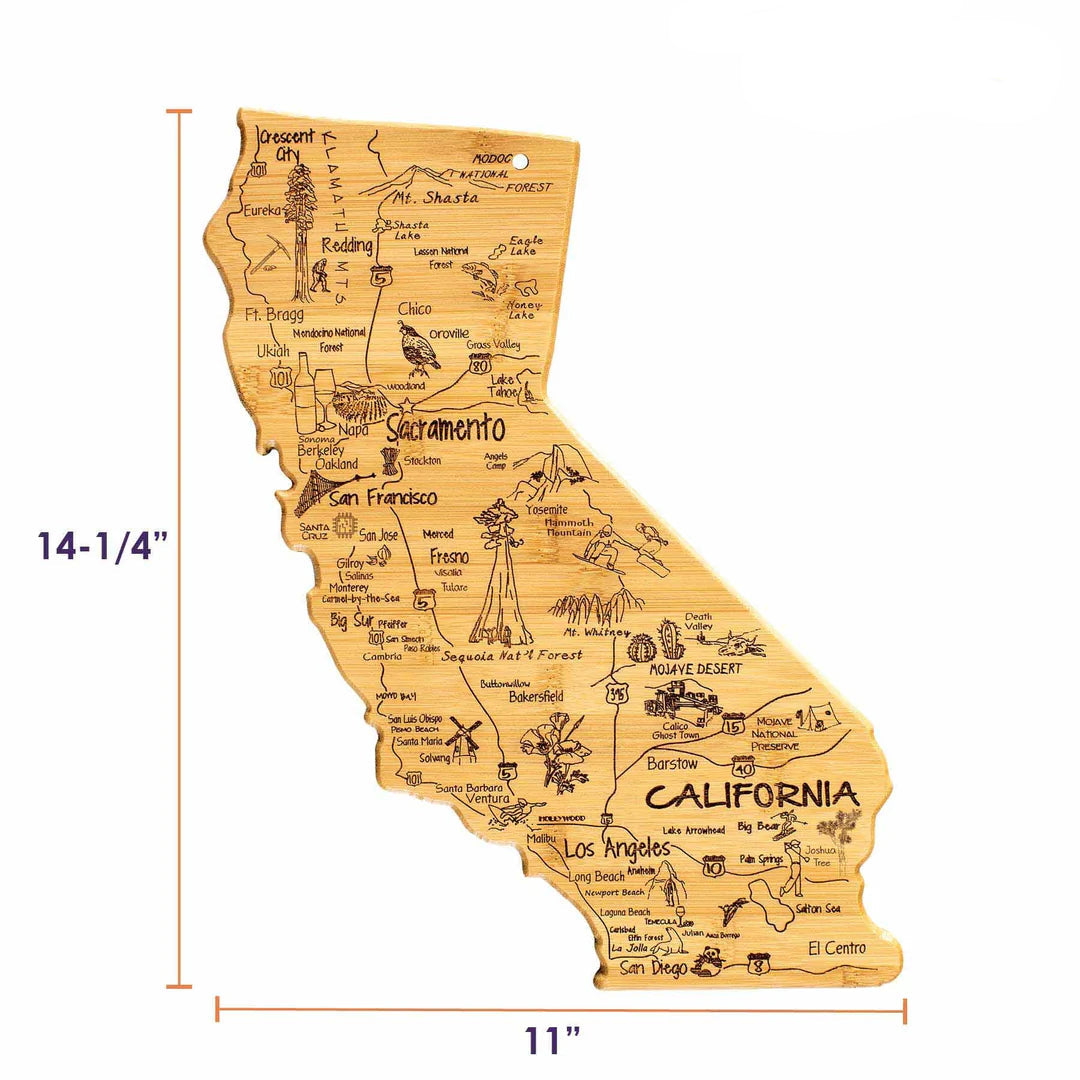 State Shaped Bamboo Cutting Board