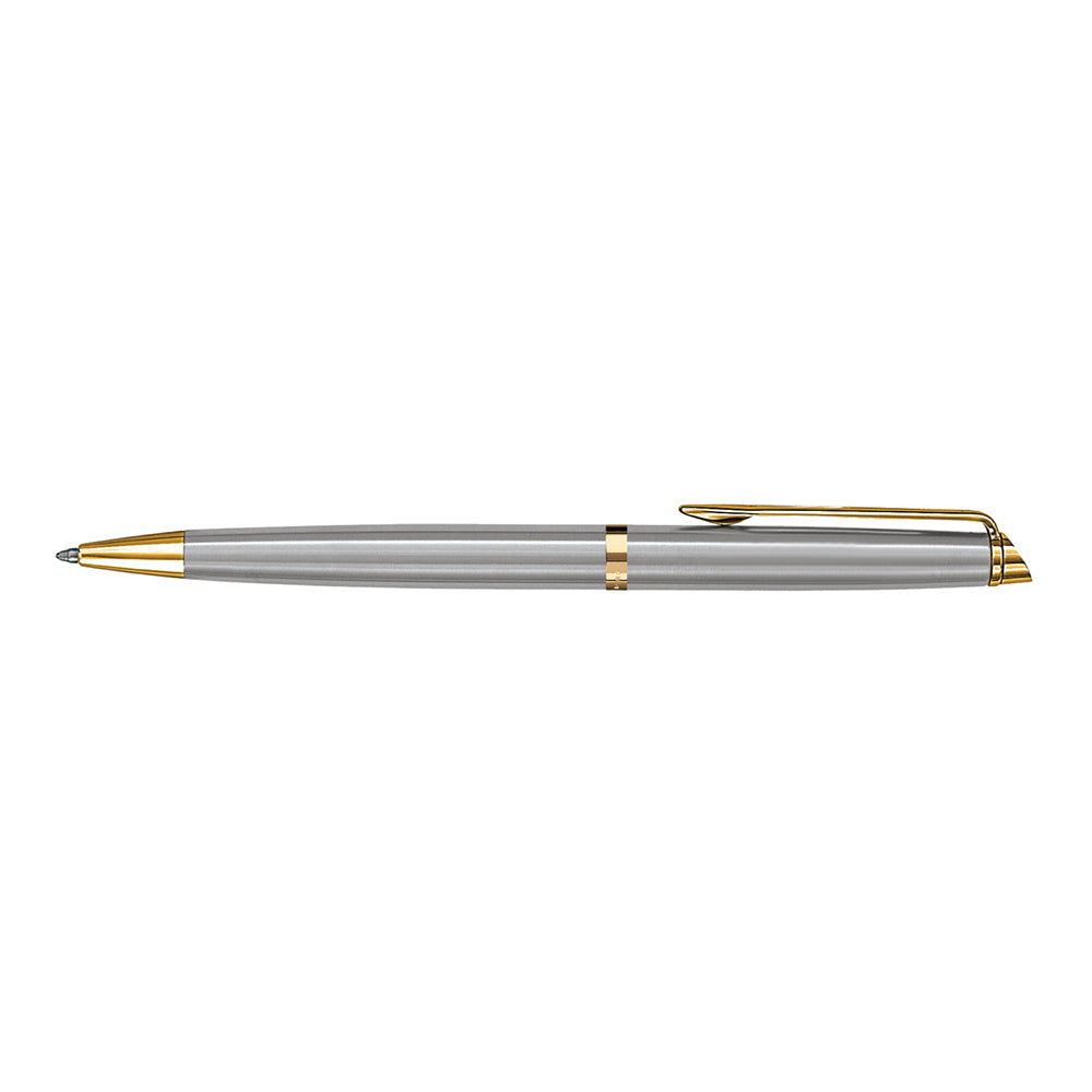 Customized hemisphere waterman stainless steel ballpoint pen in gold.