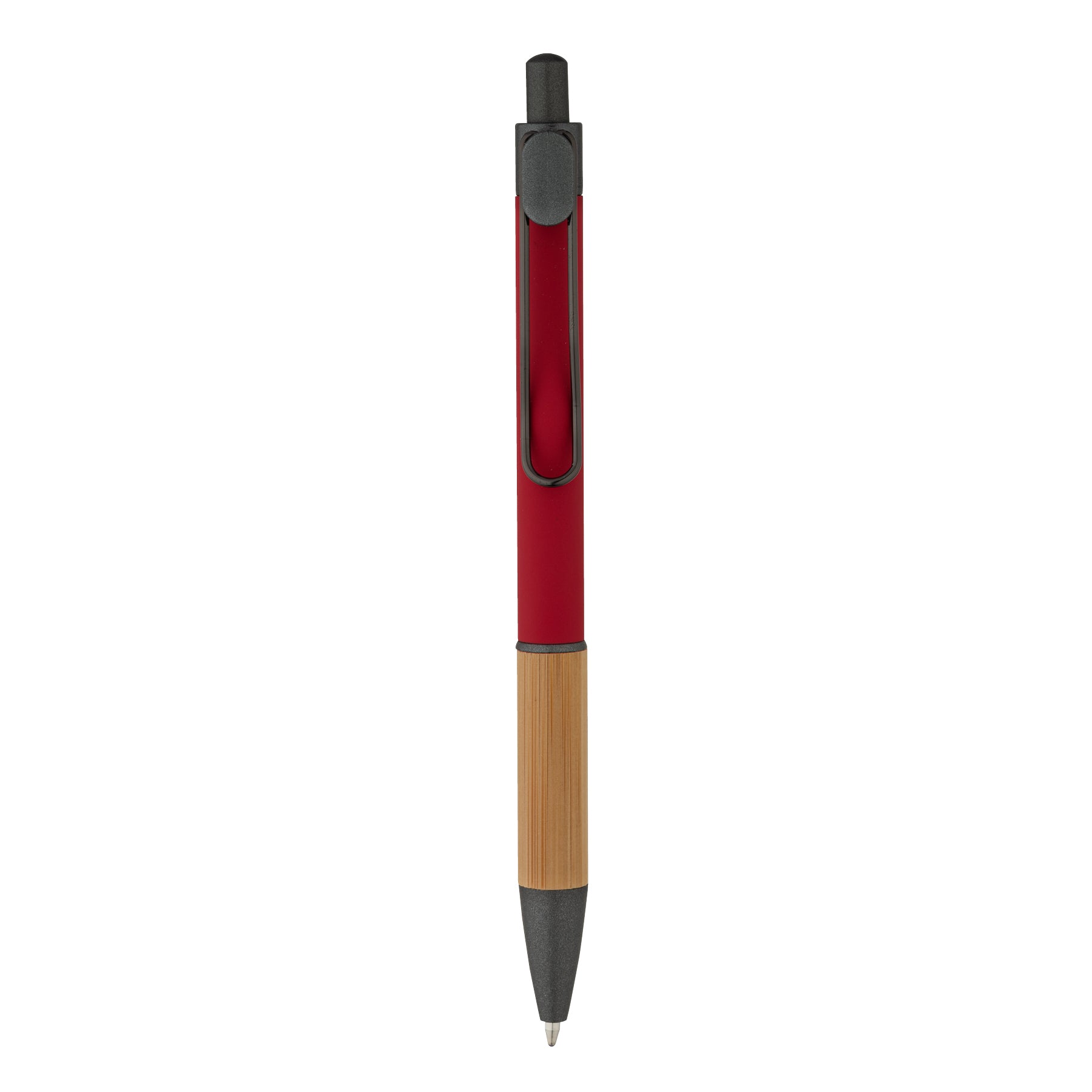 Customized manoa ballpoint bamboo pen in red.