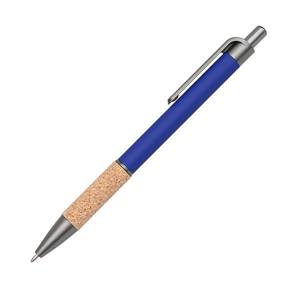Customized otto aluminum cork pen in blue.