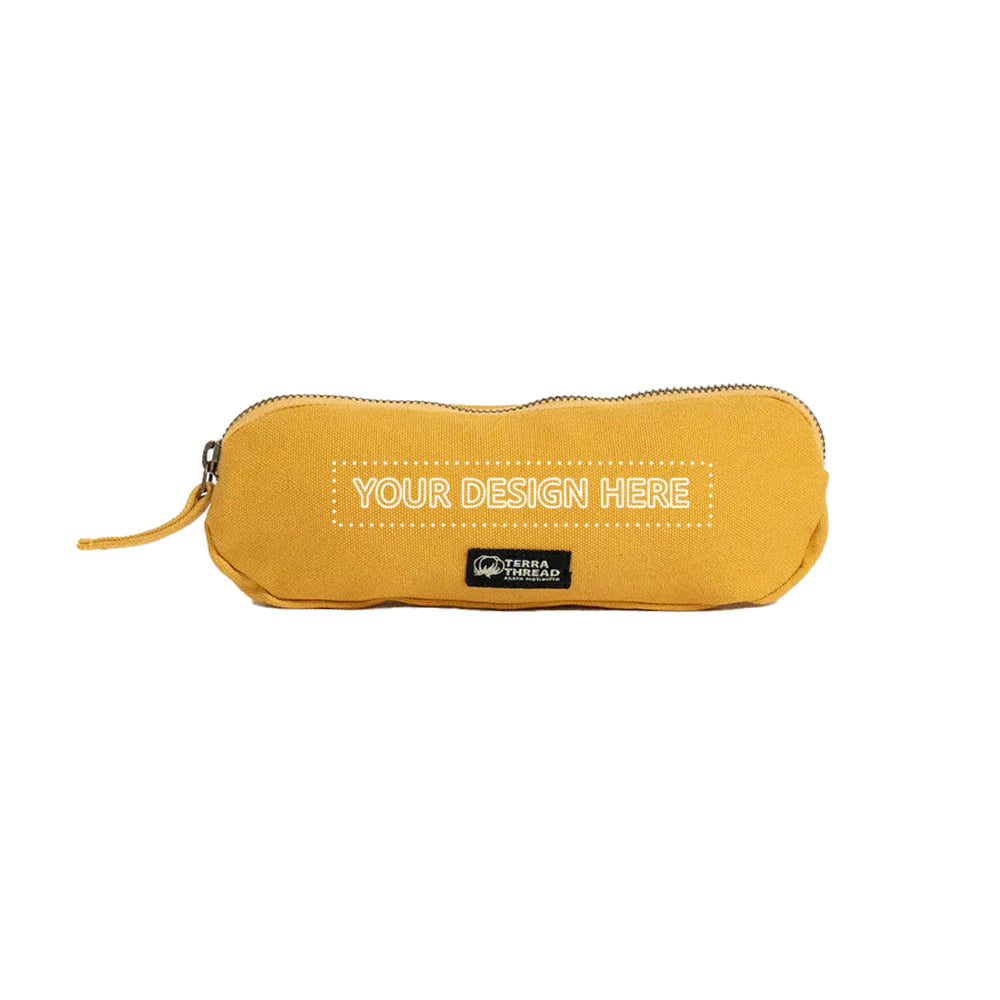 TERRA THREAD® - Organic Cotton Pencil Bag Sustainable GOTS & Fair Trade Certified in yellow.