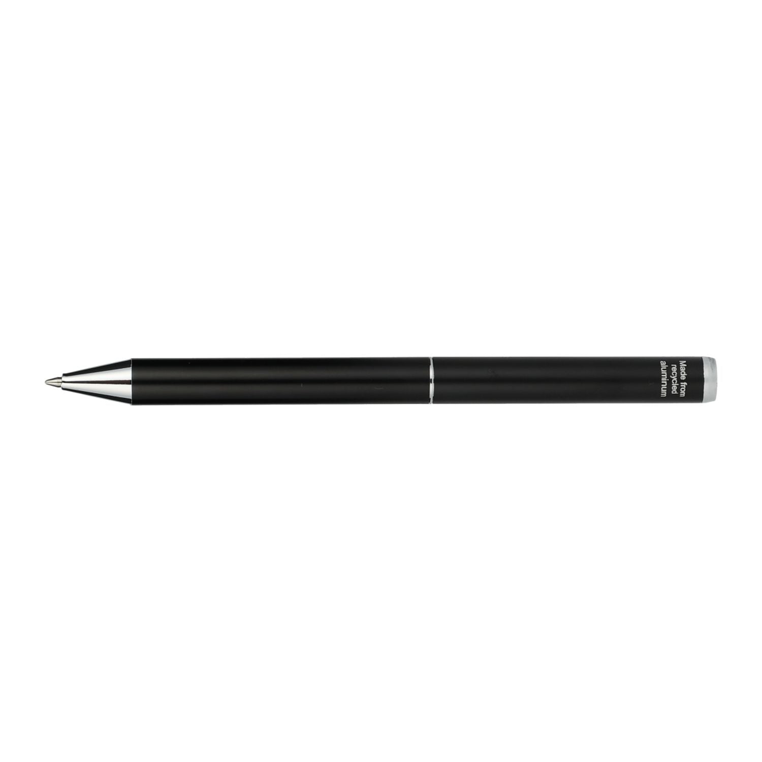 Customized recycled aluminum ultra gel ballpoint pen in black.