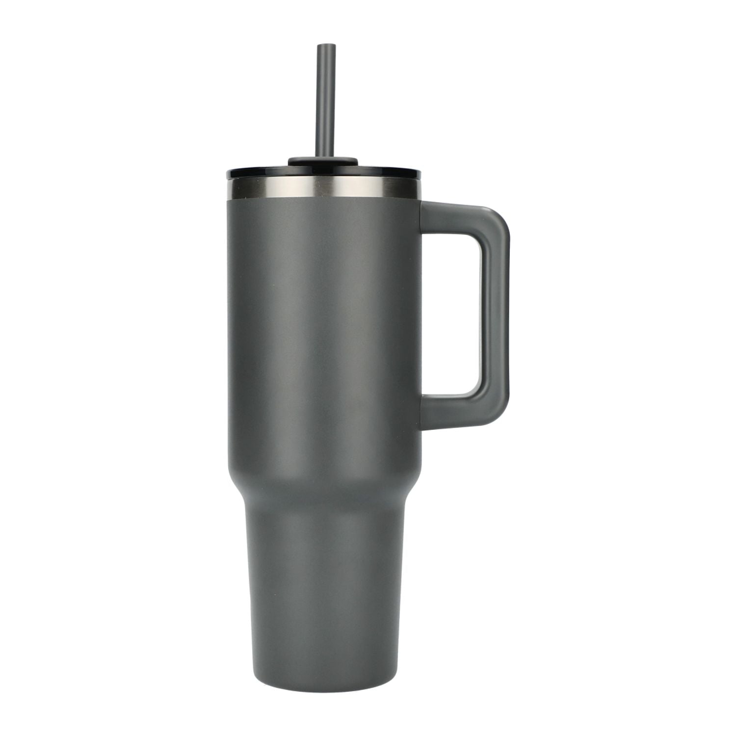 Customized Pinnacle 40 oz Recycled stainless steel  Vacuum Insulated Tumbler with Straw in gray.