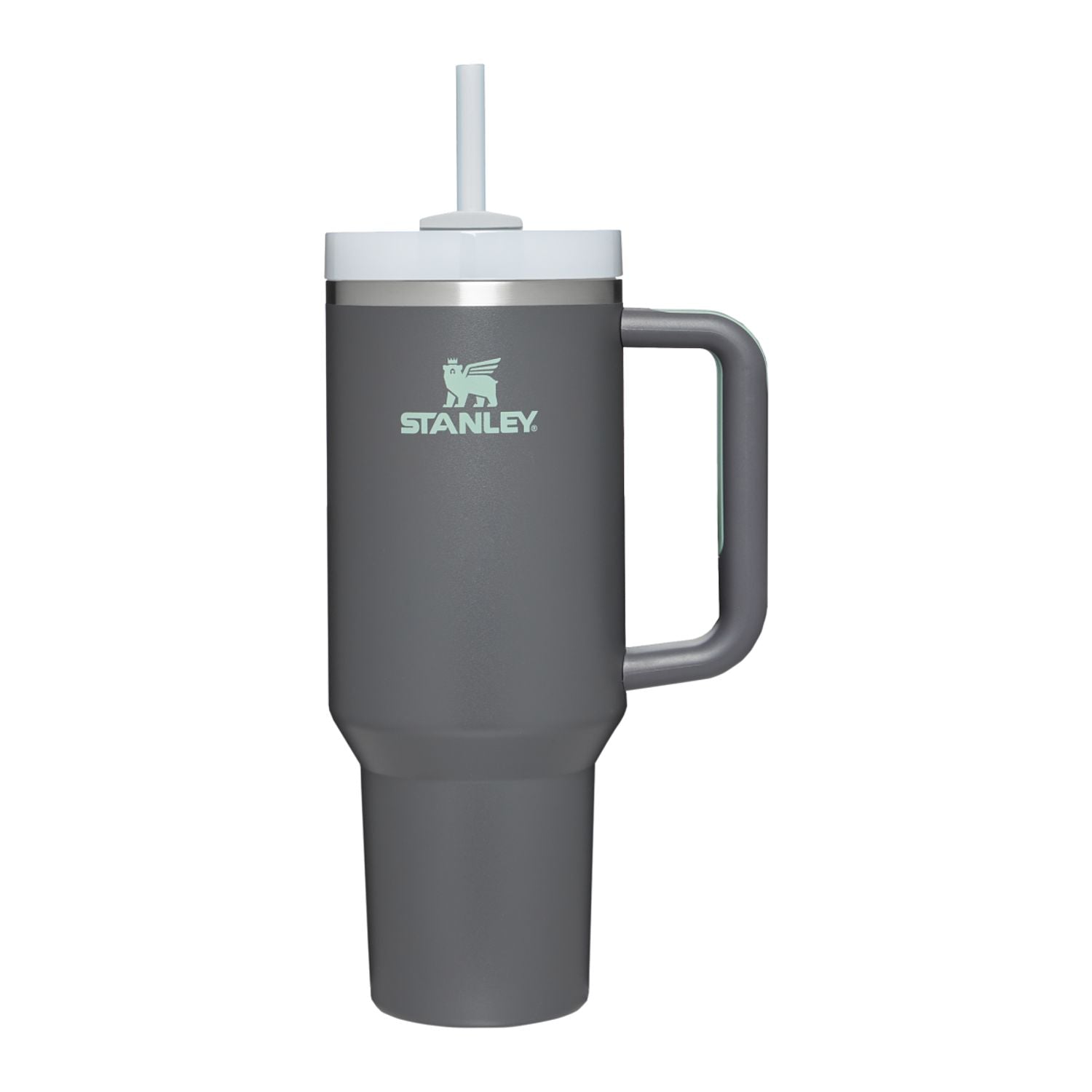 Customized Stanley Quencher H2.0 recycled stainless steel 40 oz insulated tumbler eco-friendly in gray.