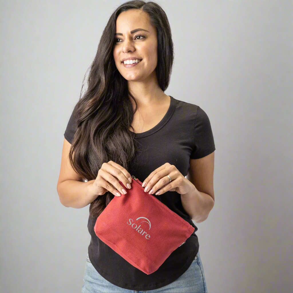 TERRA THREAD® - Eco friendly Makeup Bag Sustainable GOTS & Fair Trade Certified in  red.