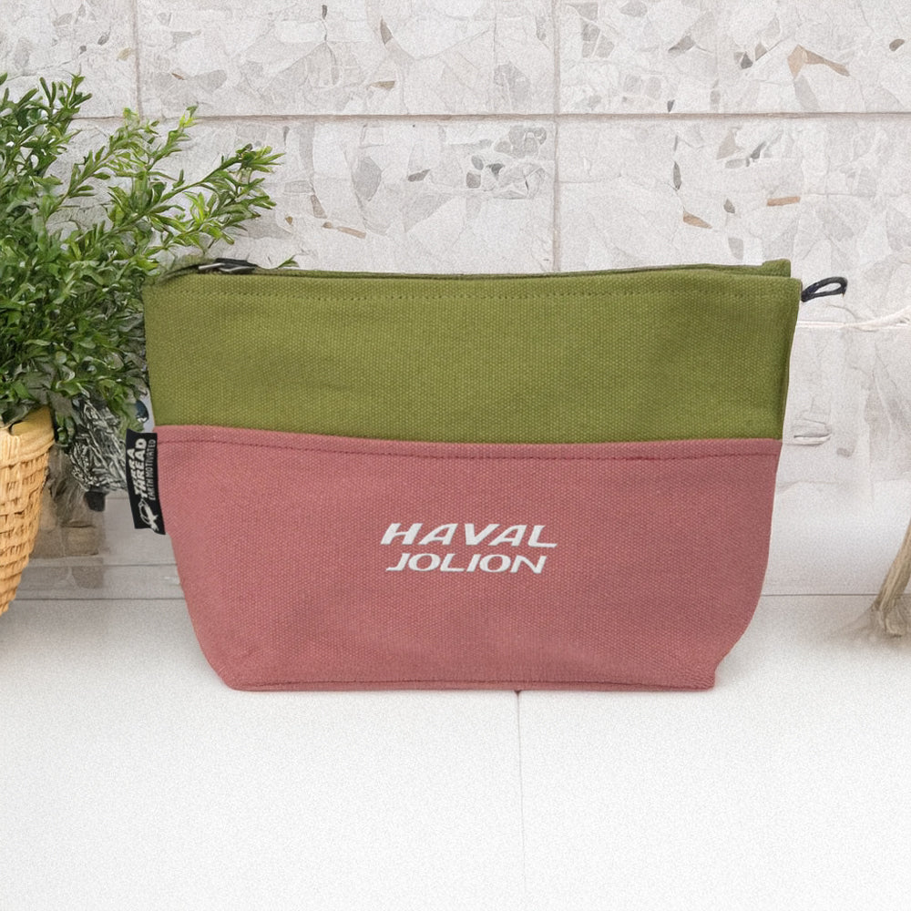 TERRA THREAD® - Cosmetic Bag Sustainable GOTS & Fair Trade Certified in olive green.