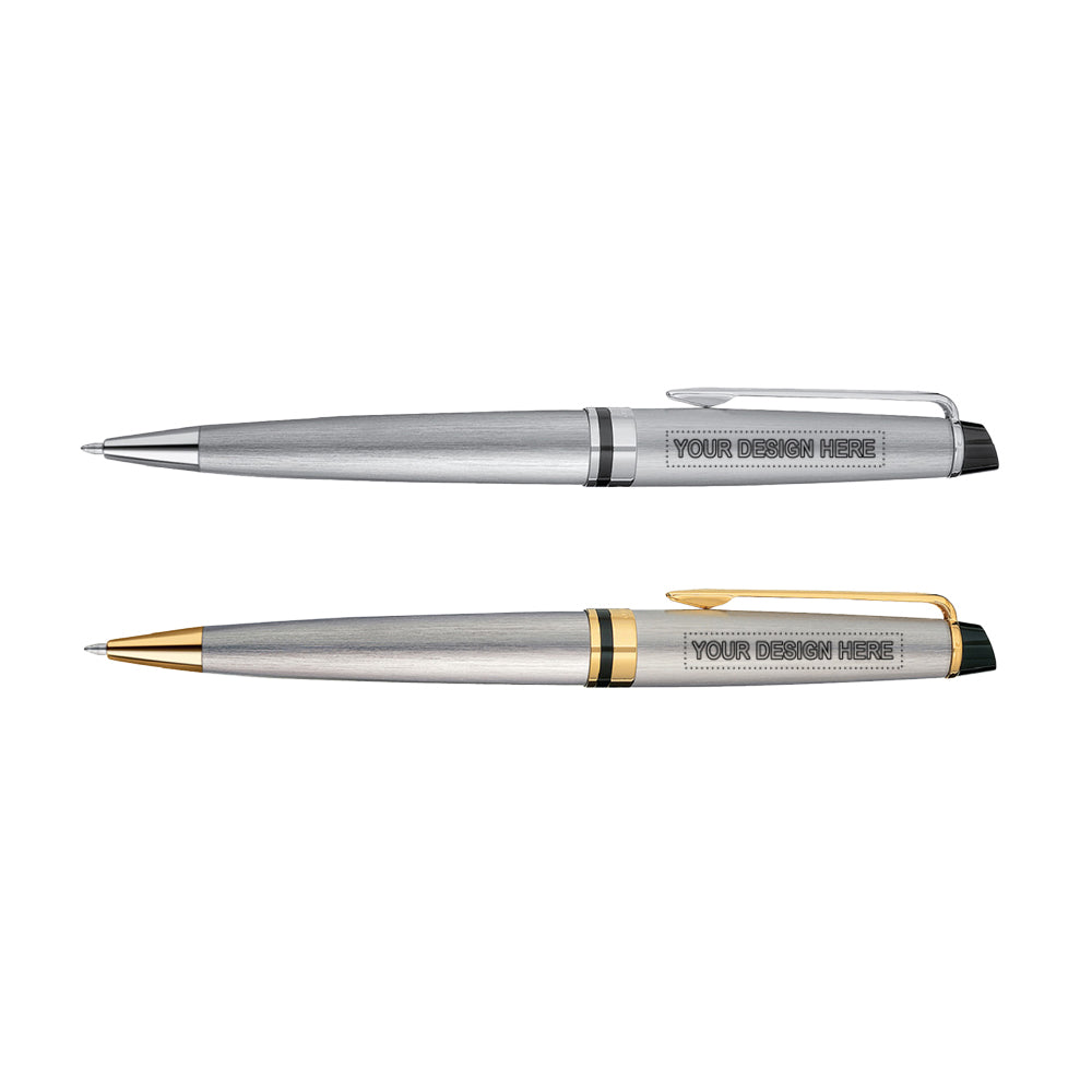 Customized Waterman stainless steel ballpoint pens.