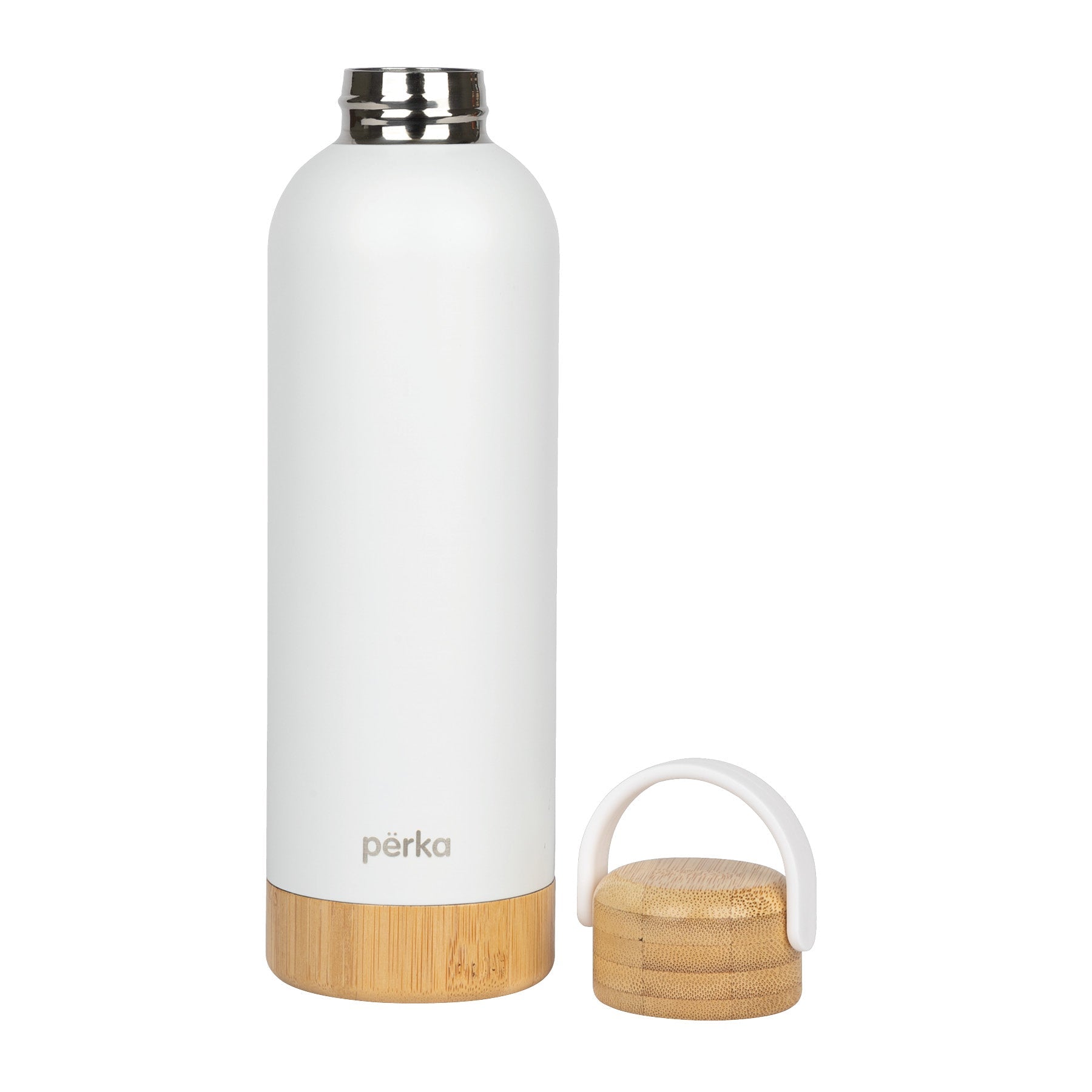 18 oz Perka® Dresden Double Wall, Stainless Steel Water Bottle in white.