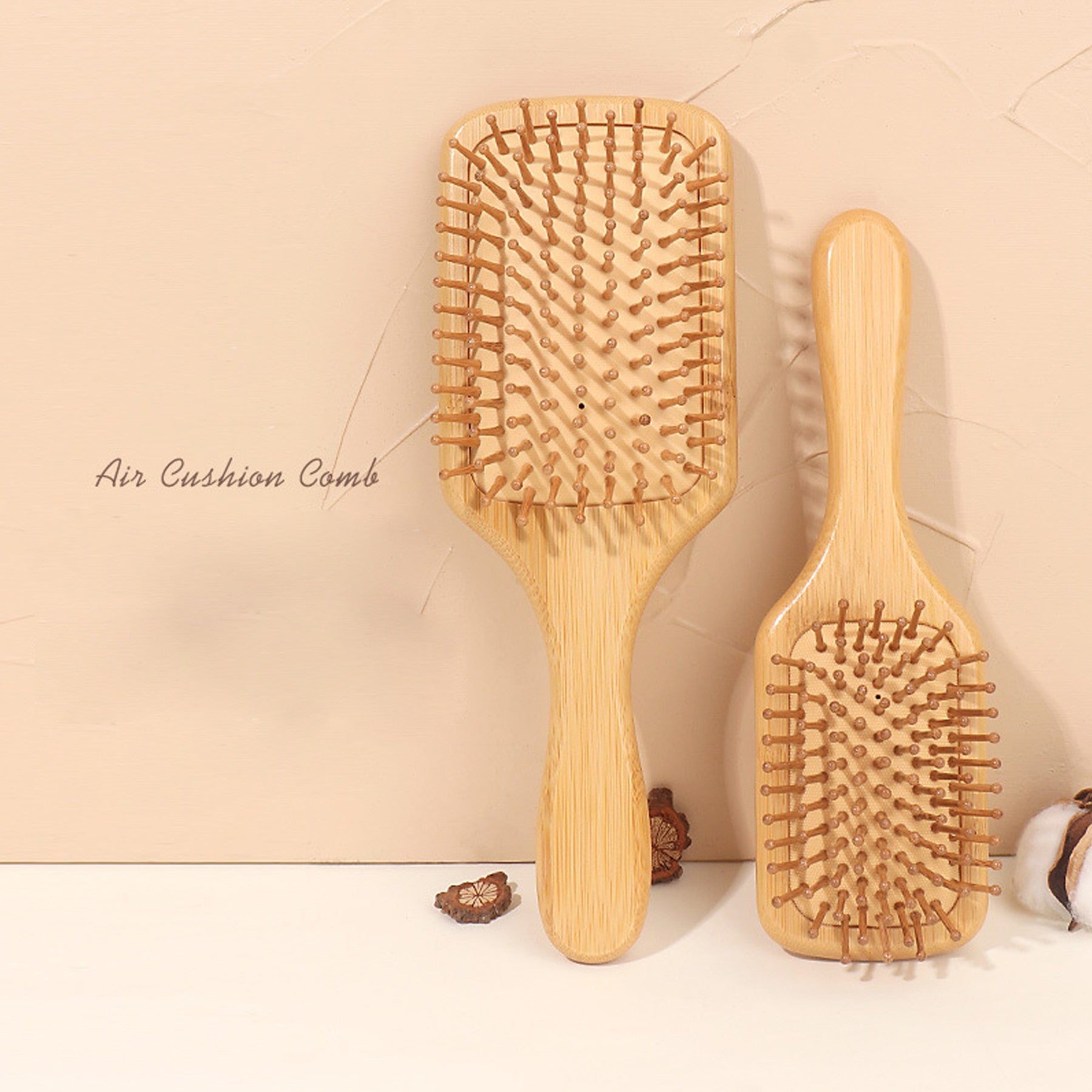 3 3/8"X9 5/8" Bamboo Paddle Detangling Hair Comb with logo.