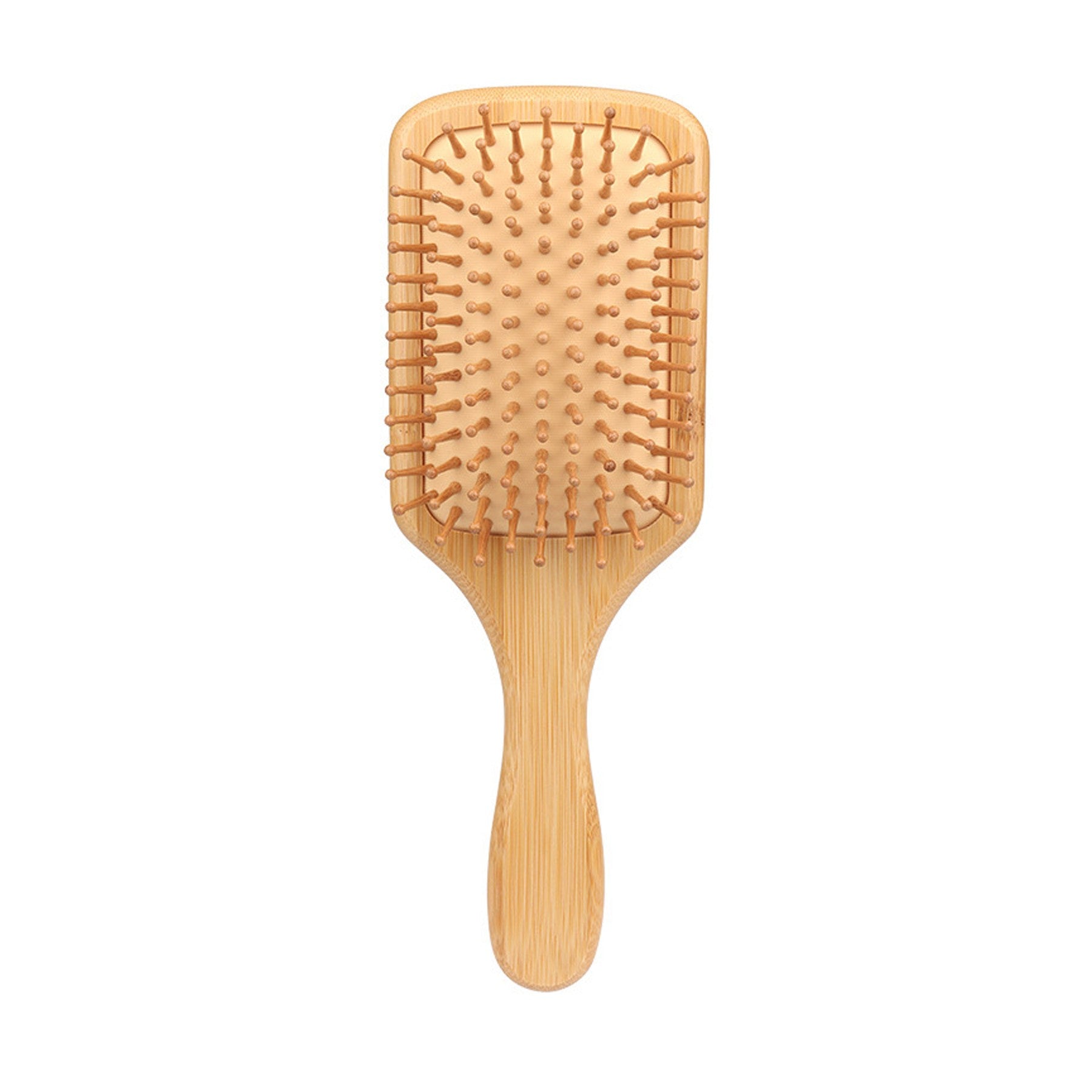 3 3/8"X9 5/8" Bamboo Paddle Detangling Hair Comb with logo.