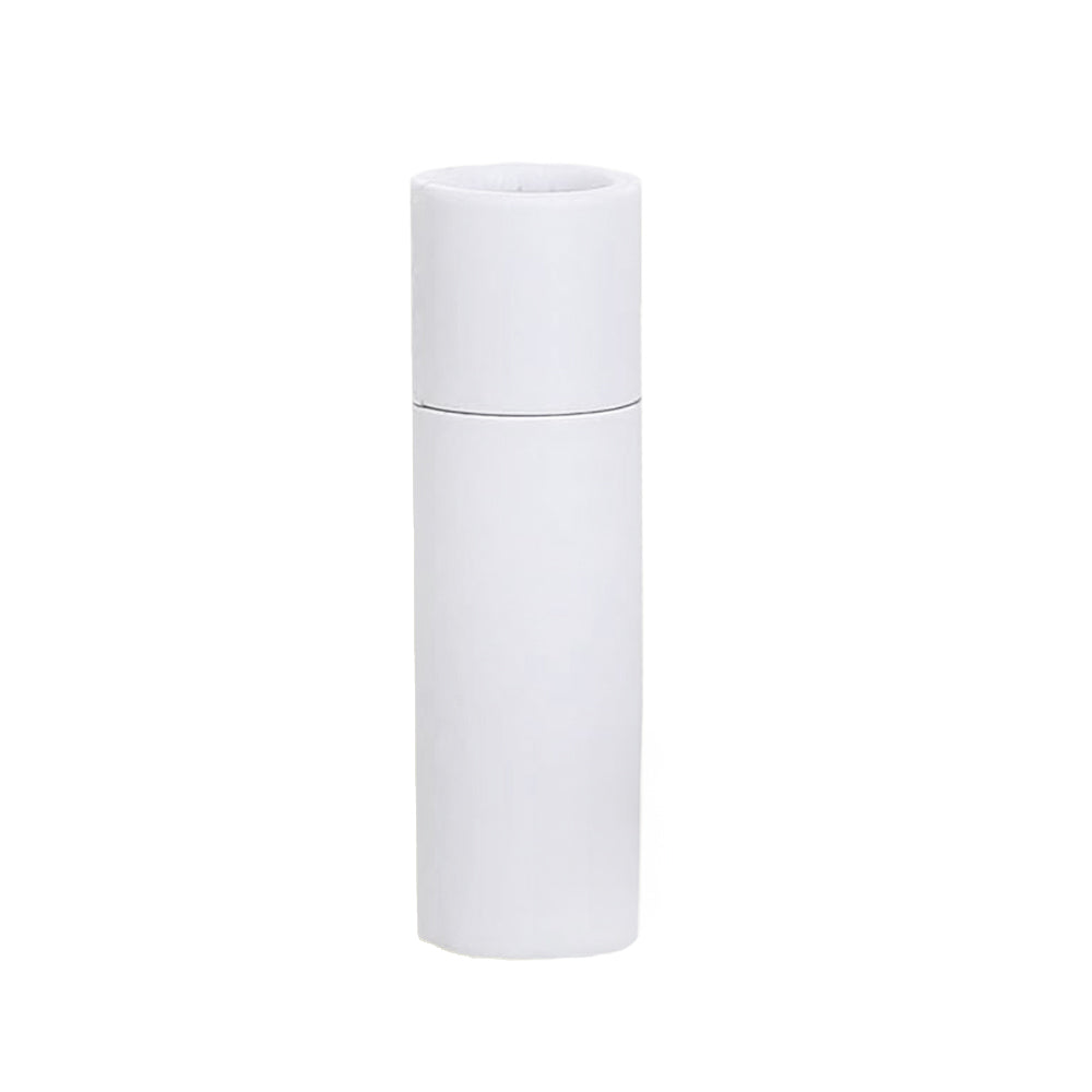 Organic Lip Balm in Compostable Kraft Paper Tube, 10k Minimum in white.