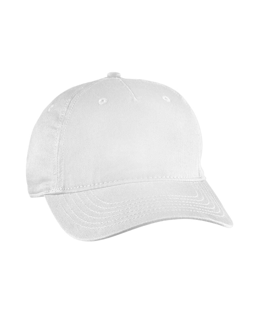 Customizable Econscious Organic Cotton 5-Panel Unstructured Baseball Hat in white.