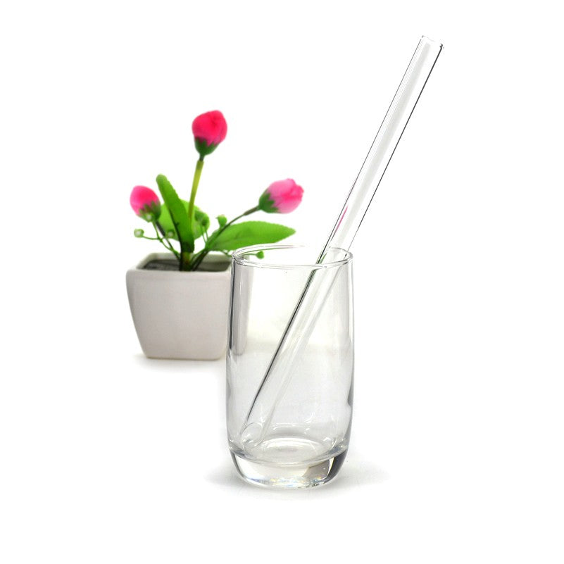 Customizable reusable glass straw in a cup