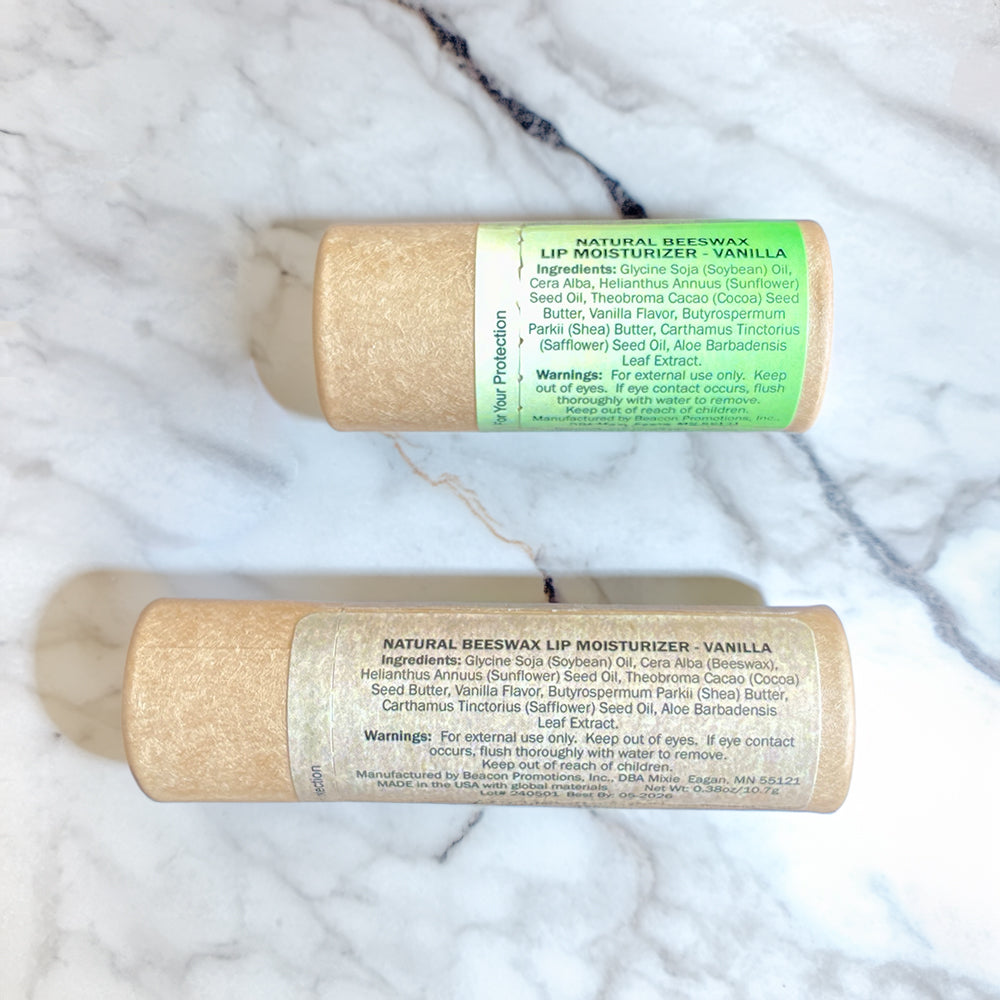 Lip Balm in Compostable Kraft Paper Tube ingredients.Lip Balm Moisturizer in Mini Kraft Tube