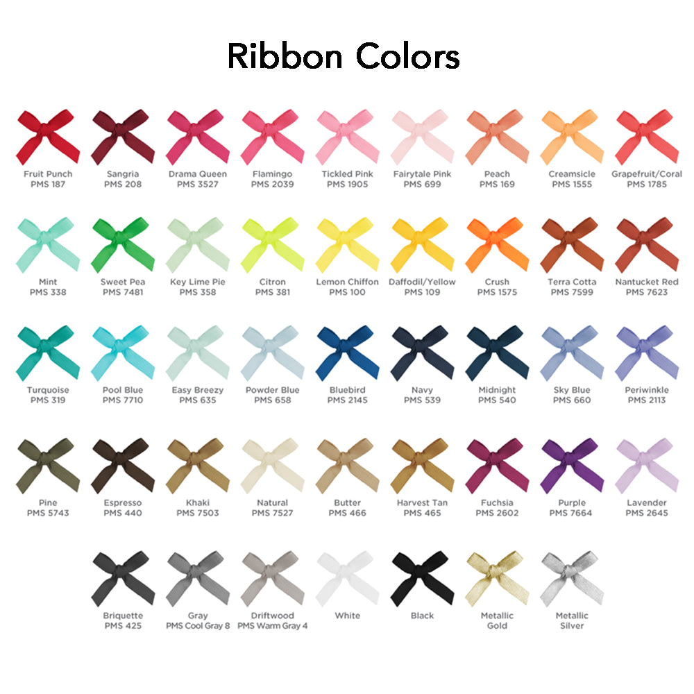 Ribbon color choices for Recycled (rPet) Fully Customizable Pouch with Three Glass Straws