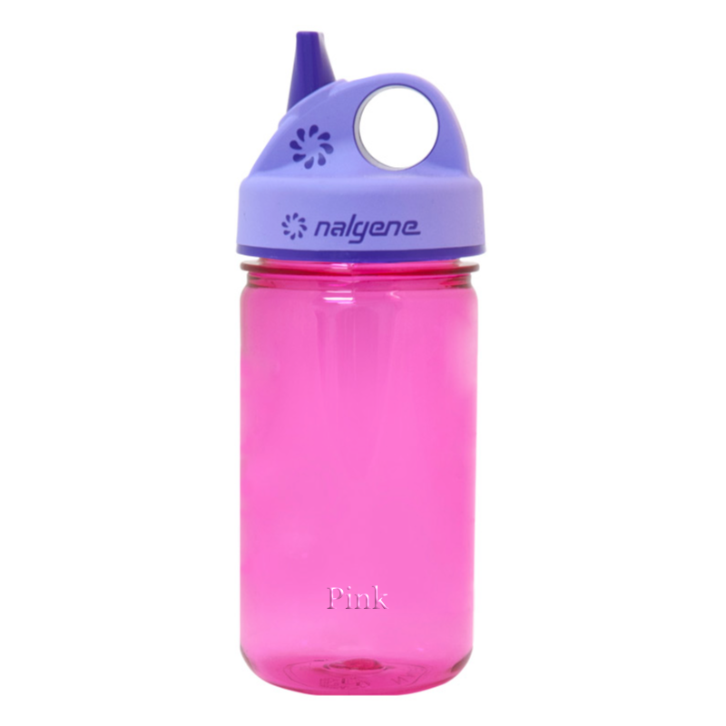 Customizable 12 ounce Nalgene Grip-n-Gulp water bottle in Pink