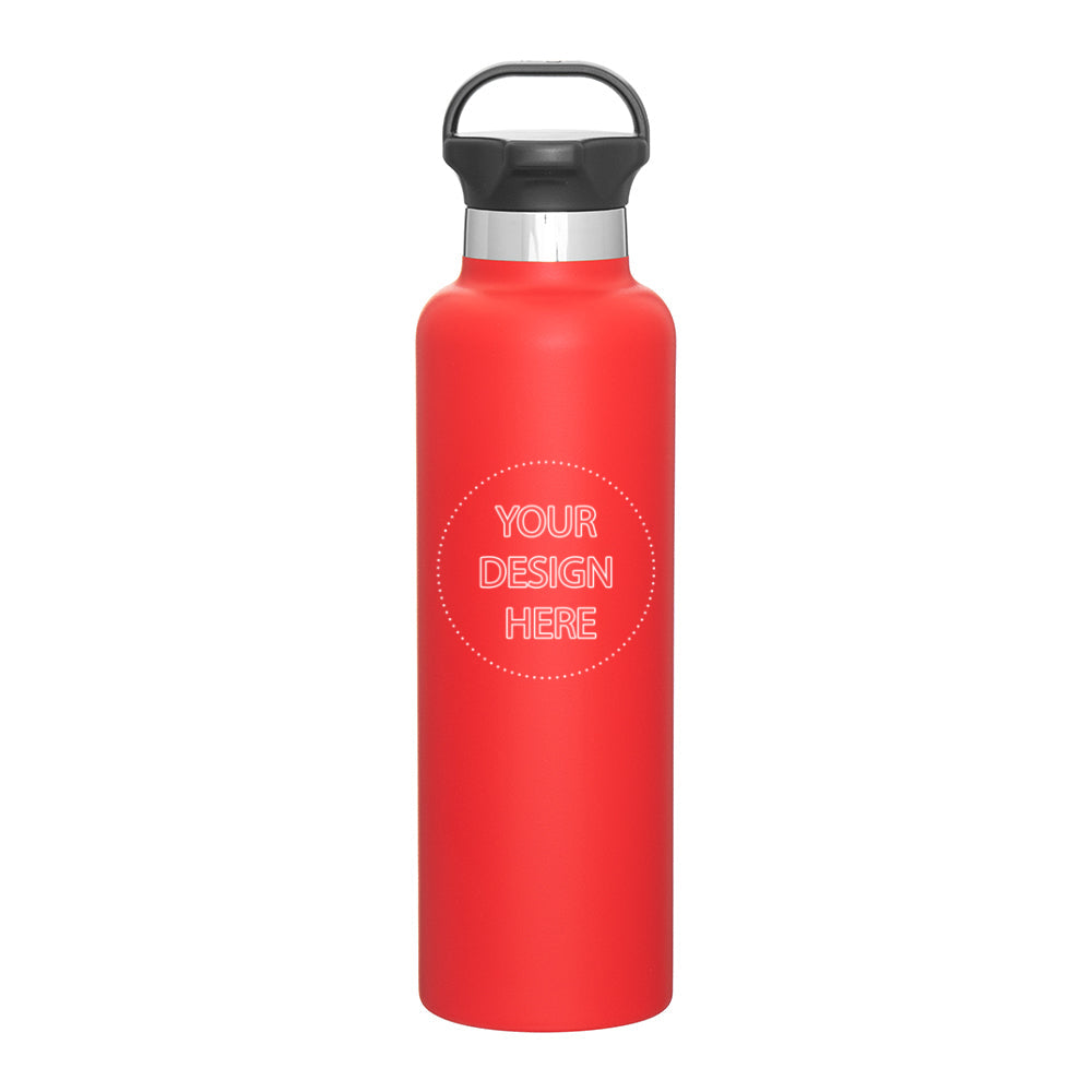 Customizable 24 oz Insulated Stainless Steel Ascent Bottle in red.