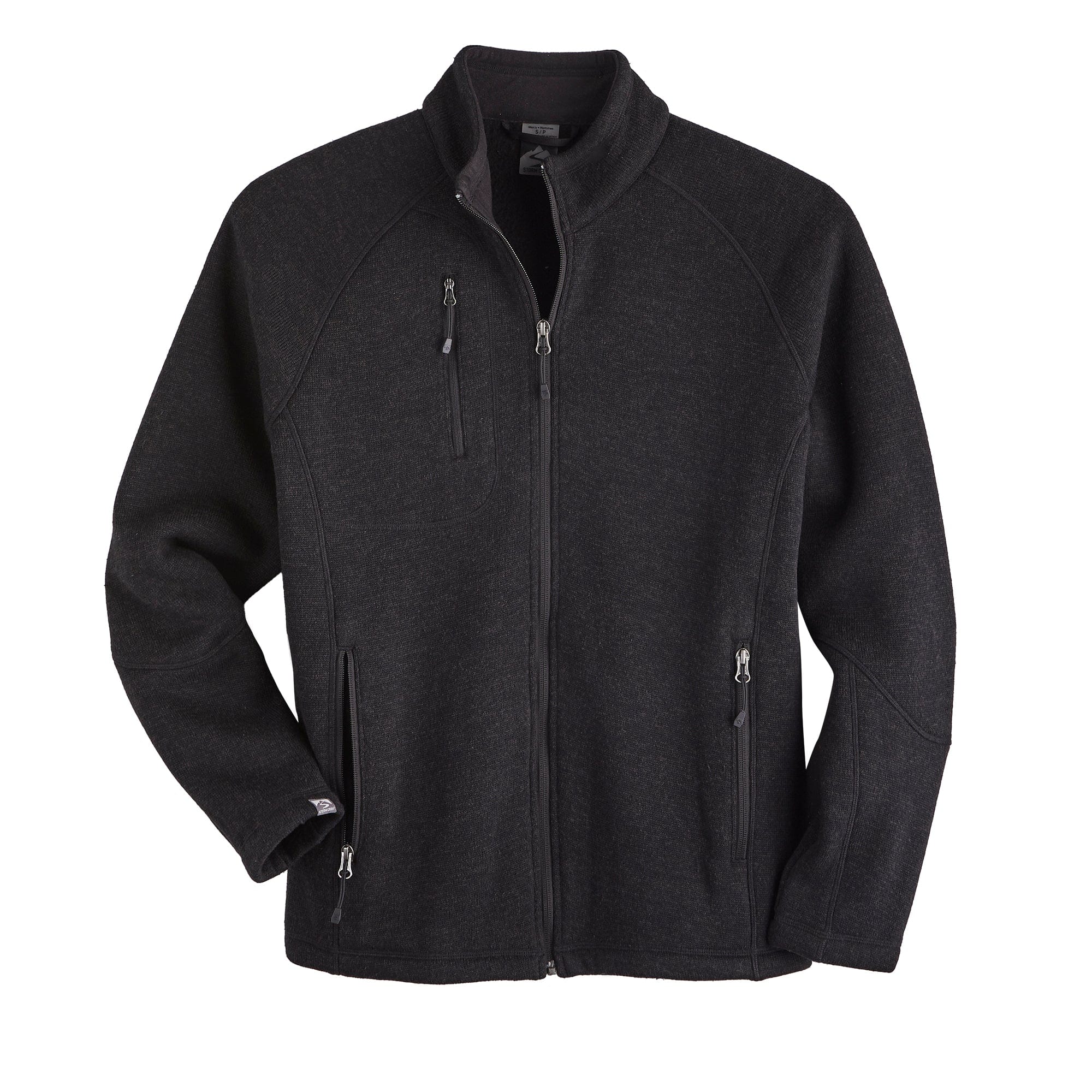 Customizable Storm Creek® Men's Overachiever Sweaterfleece Jacket in black.