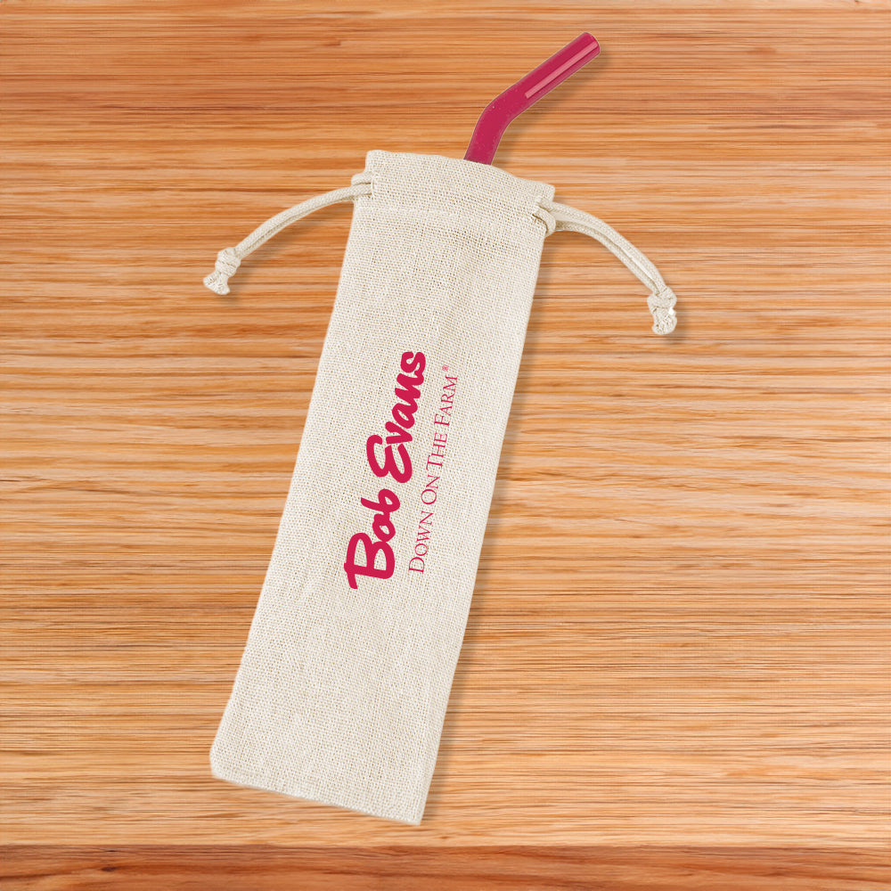 Stainless Steel Straw with Silicone Tip in Jute Pouch