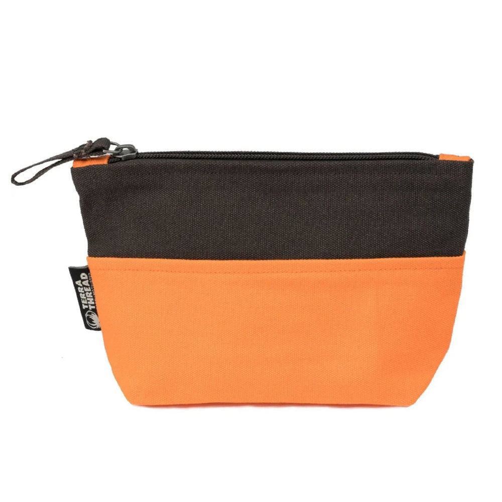 TERRA THREAD® - Cosmetic Bag Sustainable GOTS & Fair Trade Certified in orange.